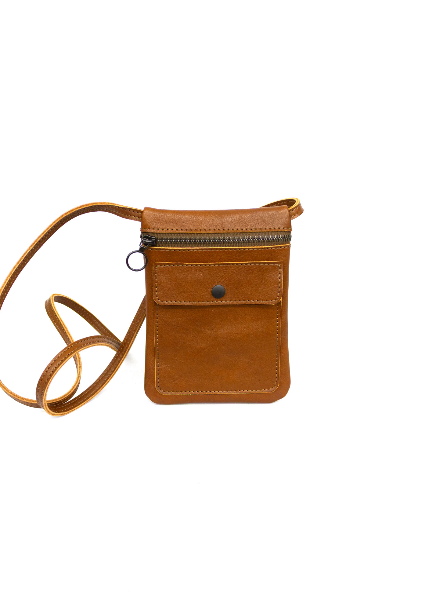 «Mella» Leder Umhängetasche mit Reissverschluss