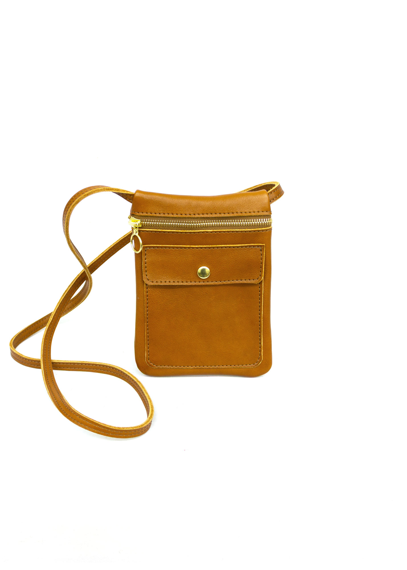 «Mella» Leder Umhängetasche mit Reissverschluss – Bild 3